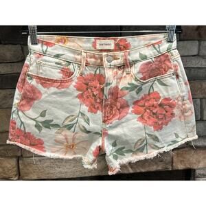 Women’s Driftwood Goldie Floral Print Mid Rise Fray Hem Shorts Size 27 X 3 *B5